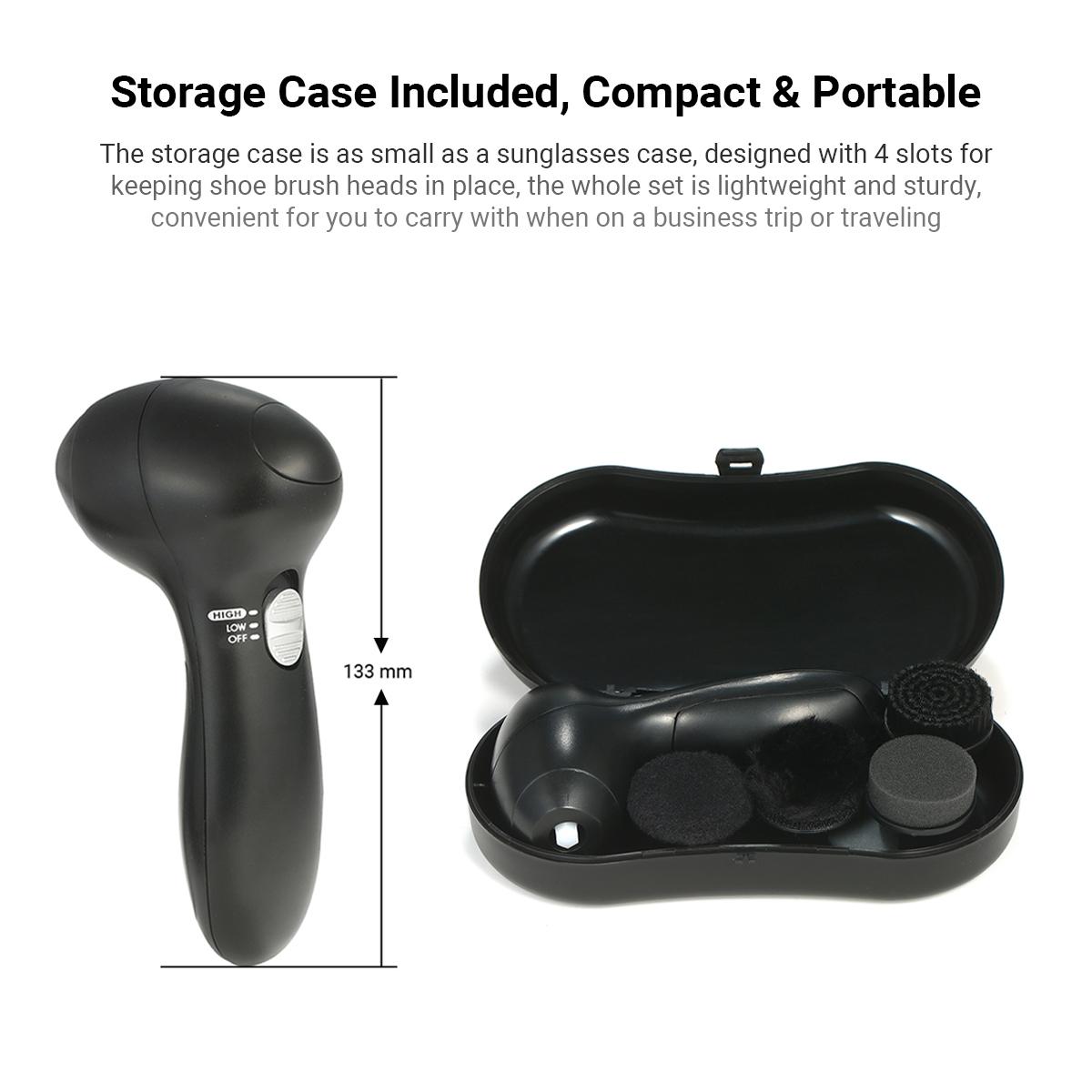 Electric Glove Polish,   Handy Shoe Shine Kit for Lther Care with 4 Brush Hds, Portable Shoe Brush for Travel, A Lightweight Shoe Polish