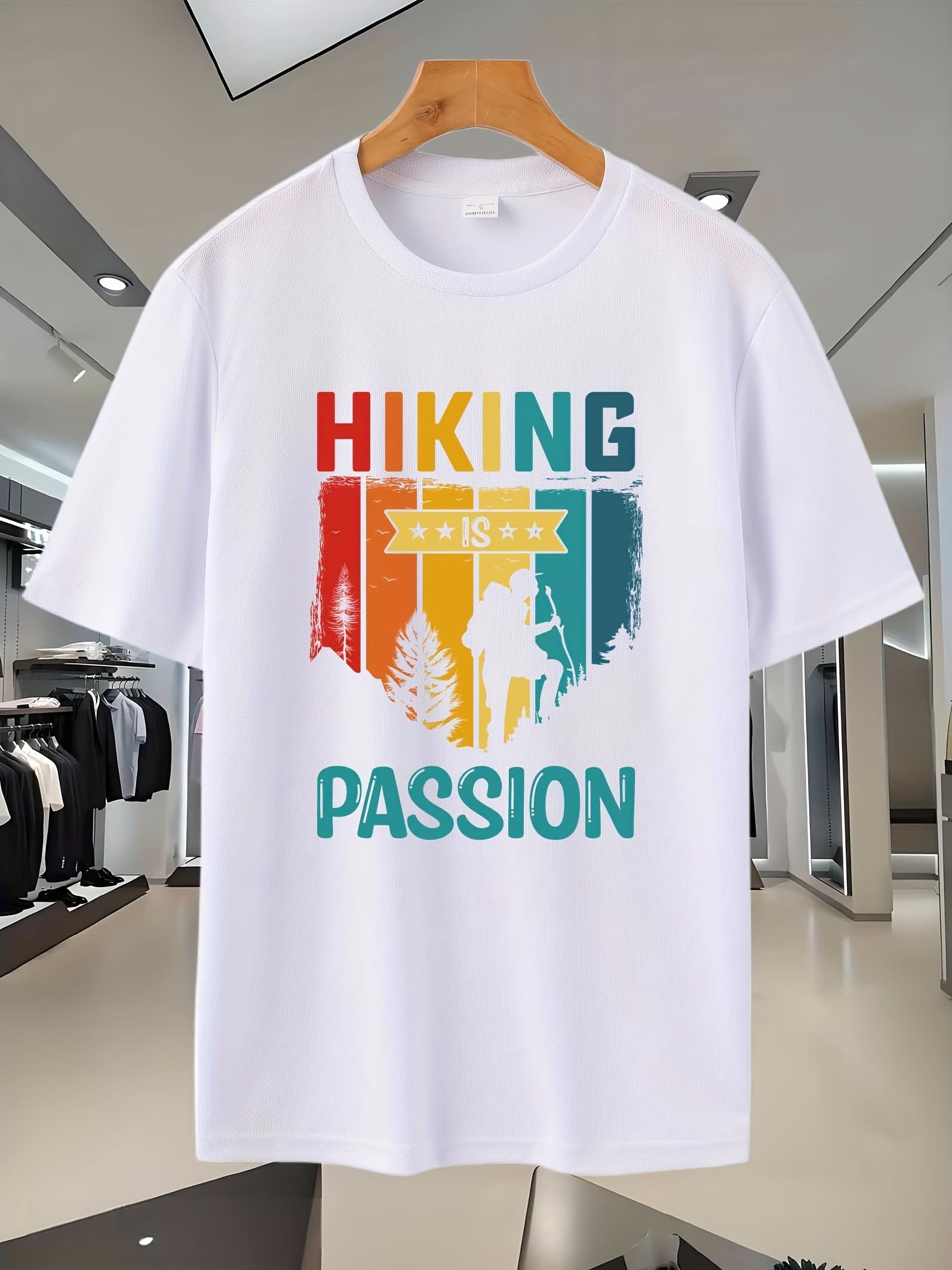 

63G Hiking Passion Graphic T-shirt - Breathable Short Sleeve Workout & Casual Tee with Mountain Design XXL