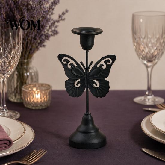 Aged Texture Candle Holder Vintage Metal Holder, Romantic Candlestick Dinner Table Centerpiece, Retro Reusable Decor for Wedding Party and Home