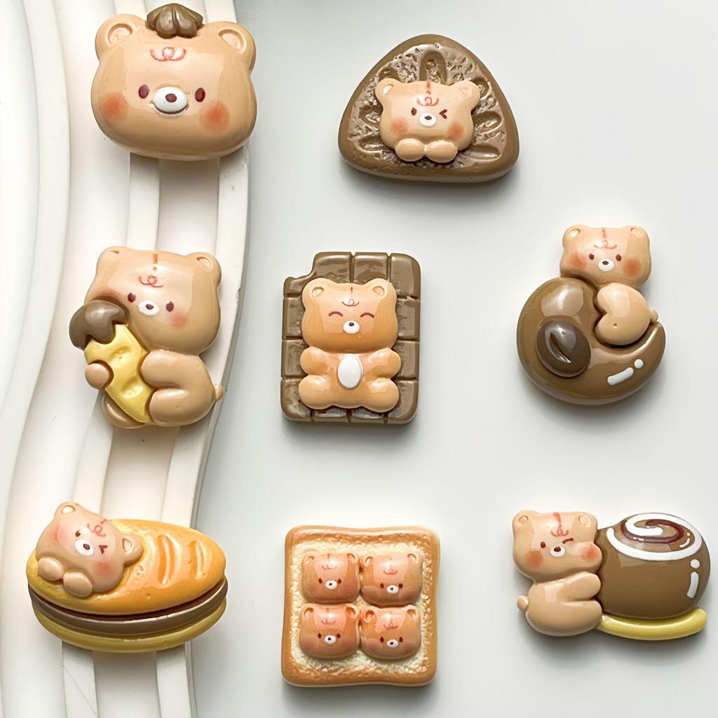 Handmade Cartoon Bear Resin Accessories for DIY Hair Clips and Ornaments