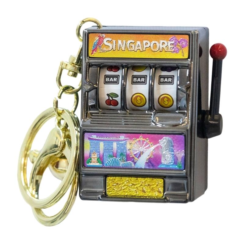 

Ретро брелок-шарм в виде фруктового игрового автомата с вращающимся барабаном и колокольчиком для интерактивных домашних игр чёрный