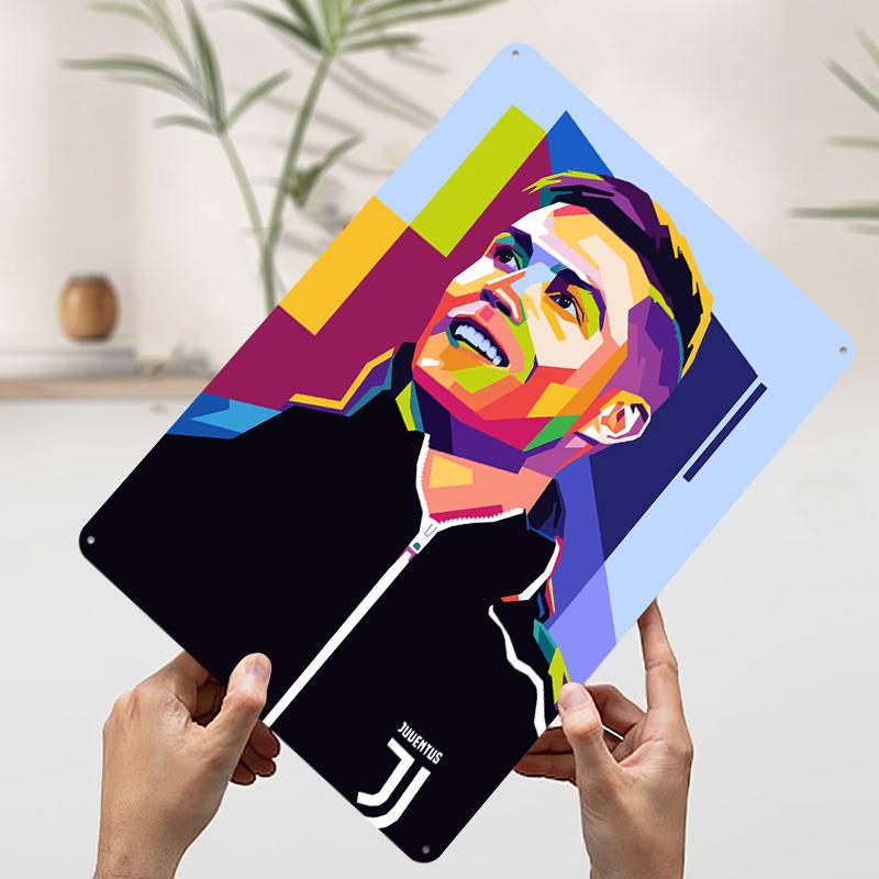 

Cristiano Ronaldo Pop Art Portrait Printed Poster Customized Wall Art Retro Vintage Metal Tin Signs for Home Room Decor Men Desk 7.9x11.8In(20x30cm)