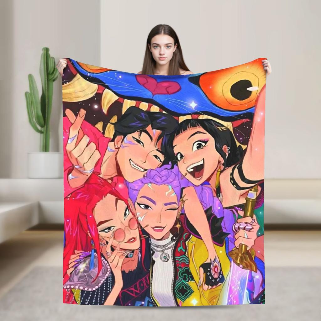 K-KPop Demons Hunters Blanket  Soft Fluffy Plush Throw Blanket For Children Living Room Flannel Bedspread Bed Cover