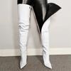 Thin Heels Boots Autumn and Winter Women Polychrome Over The Knee Boot Sexy  Pointed Toe PU Side Zipper Large Size Women Shoes