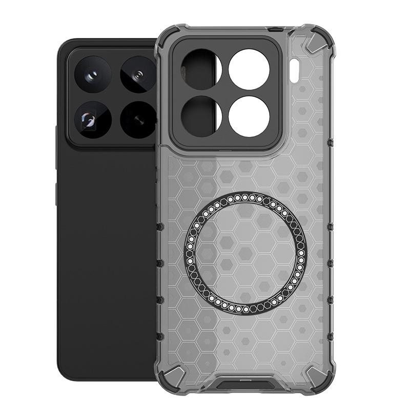 Applicable to Xiaomi 15TPro Honeycomb Magnetic Mobile Phone Case Xiaomi 15Pro Airbag Xiaomi 14T Anti-drop Protective Case
