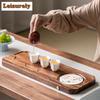 Zen Walnut Absorbent Dry Bubble Tray Household Rectangular Tea Tray Table Kung Fu Tea Set Solid Wood Drainage Pot Bearing Holder