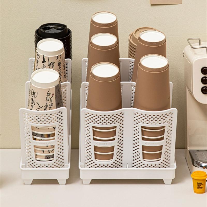 Disposable Cup Dispenser and Lid Storage Rack Cup Dispenser Cup Rack for Kitchen Bar or Break Room Organization