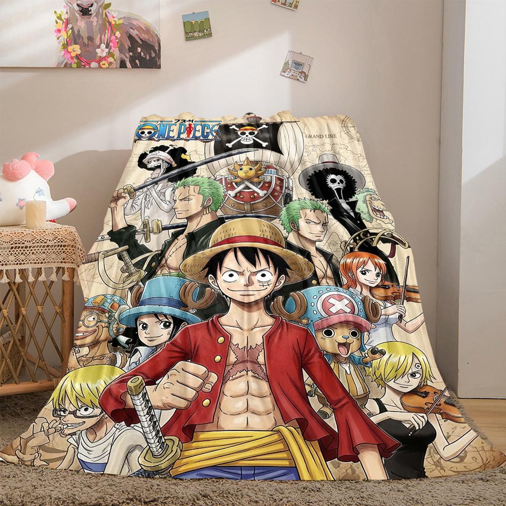 Nami Luffy Zoro Sanji Flannel Lightweight Blanket Home Decor Sofa Bed Travel Cover Family Gift For All-Season LXR152