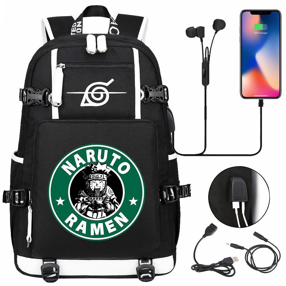Neuer Naruto-Druck USB Teenager Schüler Schultasche Herren und Damen Freizeit Rucksack mit großer Kapazität Reise Rucksack