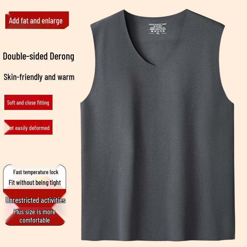 DIBENZE Men s Plus Size Thermal V-Neck Seamless Undershirt 2XL
