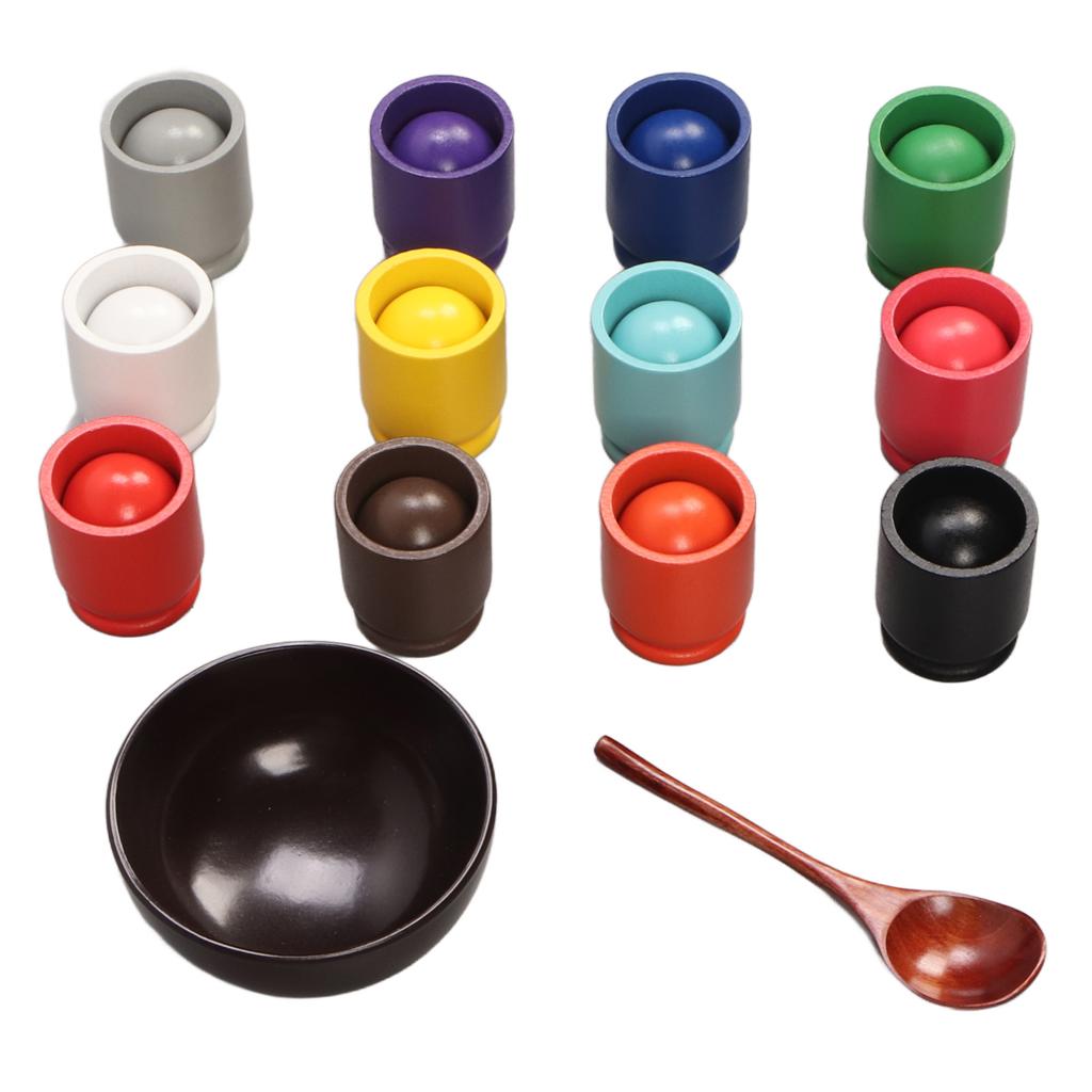 Balls Cups Color Sorting Toy Fine Motor Training Color Sorting Early Educational Wooden Sorter Game