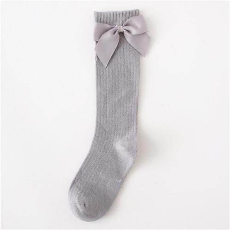 Solid Children Socks With Bows Cotton Baby Girls Socks Soft Toddlers Long Socks For Kids Princess Knee High Socks for Girls 2022 New Spring Autumn