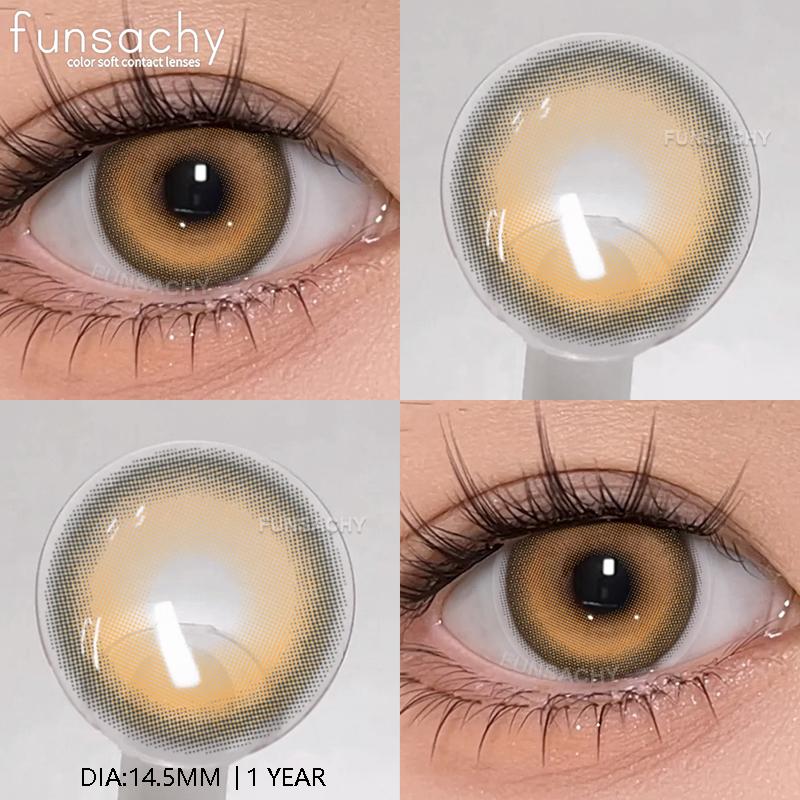 FUNSACHY 2pcs Blue Contact Lenses for Eye Natural Beauty Colorful Lense Beauty Cosmetics Pupils Yearly Use