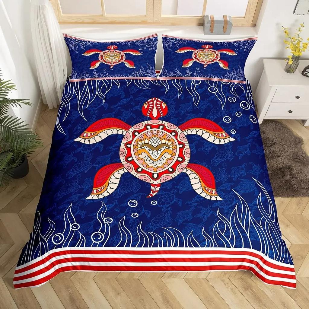 Ocean Theme Sea Turtle Soft Duvet Cover Reptile Tortoise Warm Comforter Cover Microfiber Stary Sky Galaxy Beding Set Single Quen Sized Dimensions