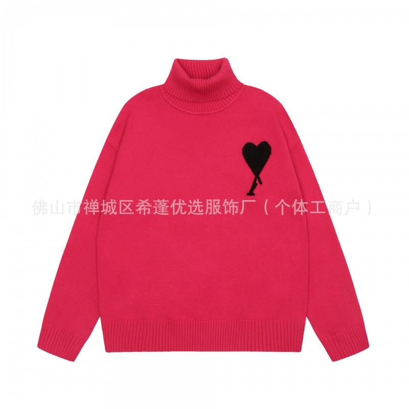 Übergroßer Strickpullover mit Herzjacquard Rundhalsausschnitt Lockerer Schnitt Unisex Lässiger Pullover
