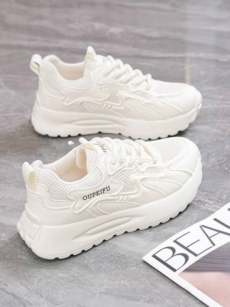 Men Women Casual Sports Summer Sneakers Breathable New Women s Mesh White Thick Soled Shoes Versatile Hollow Out 36