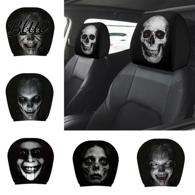 Removable Headrest Cover Ghost Face Car Covers Scary Seat Adjustable Protector Universal Stretchy Accessory for Most Cars