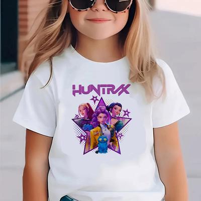 Demon Hunters Puro Cotone Abbigliamento per Bambini T-shirt Manica Corta T-shirt Carina T-shirt Harajuku per Bambini Bambine