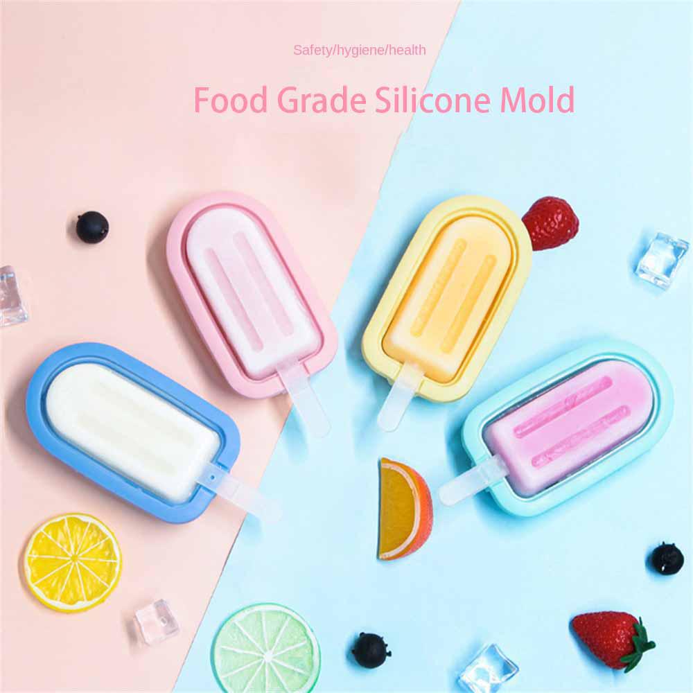 Silicone Ice Cream Mould with Cover Homemade Popsicle Tray DIY Ice Maker Dessert Cake Mold Summer Party Supplies Kitchen Tools
