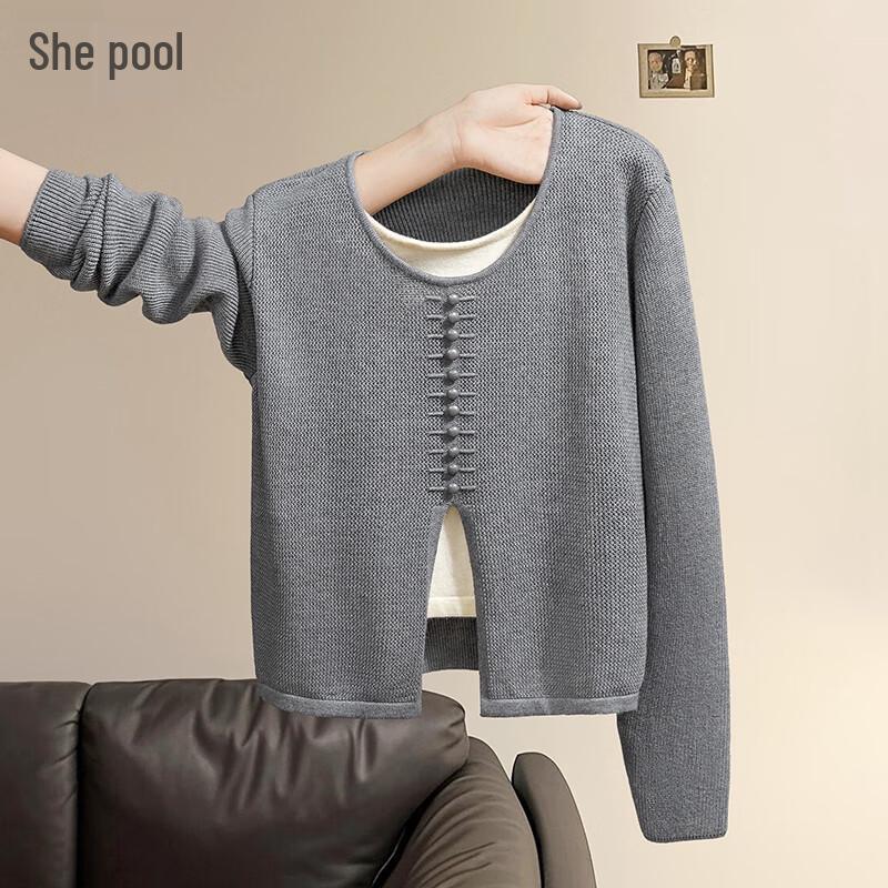 

Women s Color-Block Mock Two-Piece Knit Sweater One Size