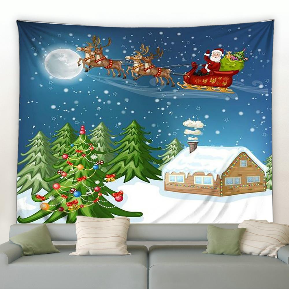 Home Decoration Christmas Pansy Claus Santa Santa Santa Shipper Printing Poly Petrapeculium Landscape Background Tapiz