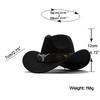 Top Hat Ethnic Style Cow Label Western Cowboy Top Hat Rolled Edge Retro Riding Hat Wool Felt Hat