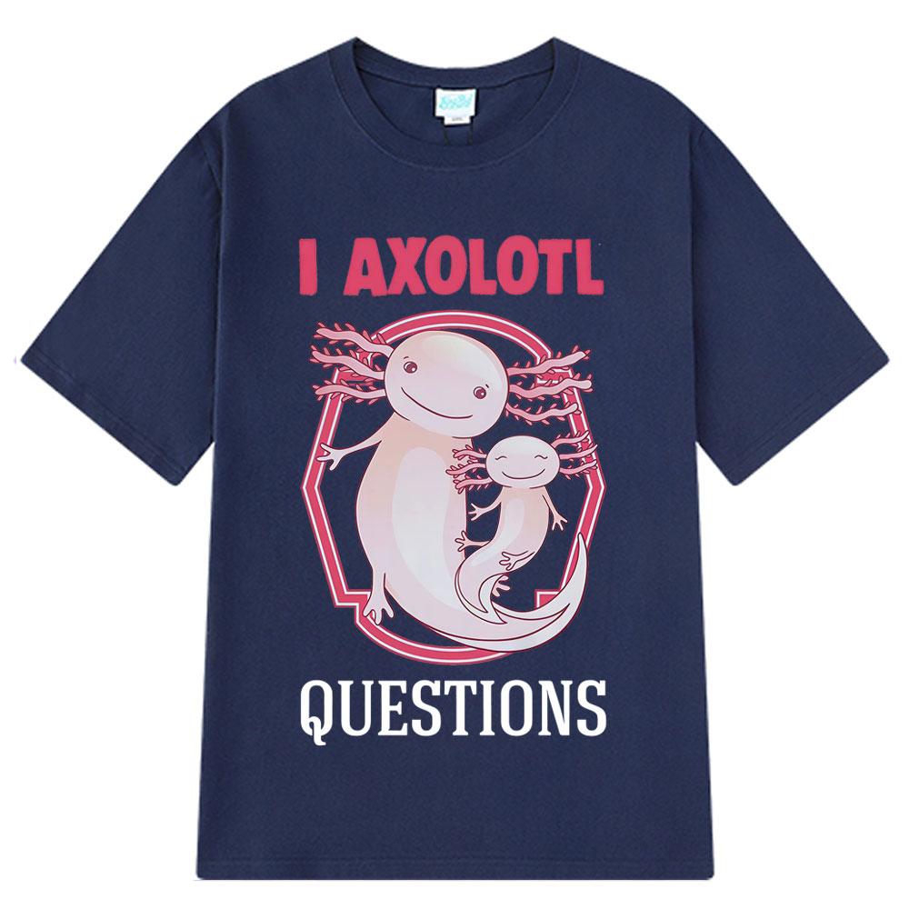 Ich stelle viele Axolotl-Fragen Retro Lustig Sommer Locker Lässig Hip-hop T-Shirt Übergroß Harajuku Herren Damen T-Shirts Streetwear