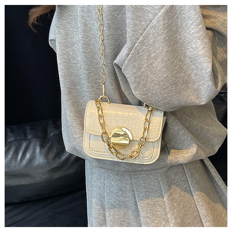 New Crocodile Pattern Texture Girls Shoulder Bag Bag Love Lock Accessories Small Bag Girls Go Out Small Bag