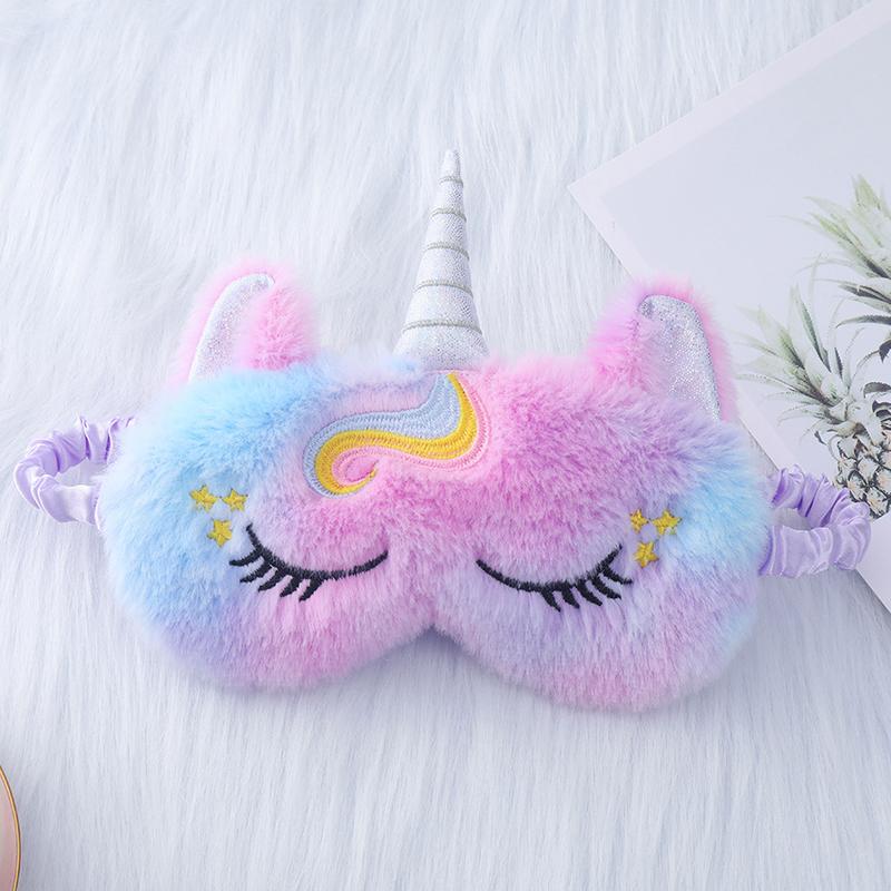 Plysj øyelapp Sovebind for reisehvile Myk Sovemaske Øyemasker Søt Glitter Unicorn øyedeksel