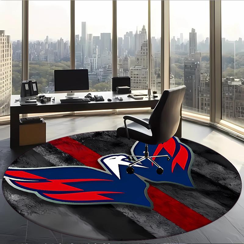 Washington Capitals (1) Round Office Rug Decorative Floor Rug for Office Bedroom Living Room and Home Space