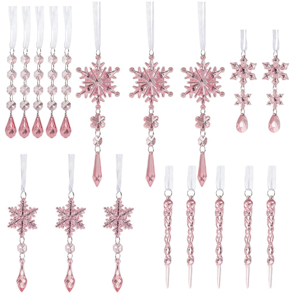 Christmas Acrylic Transparent Decorative Pendant, Christmas Tree Snowflake Decorative Pendant