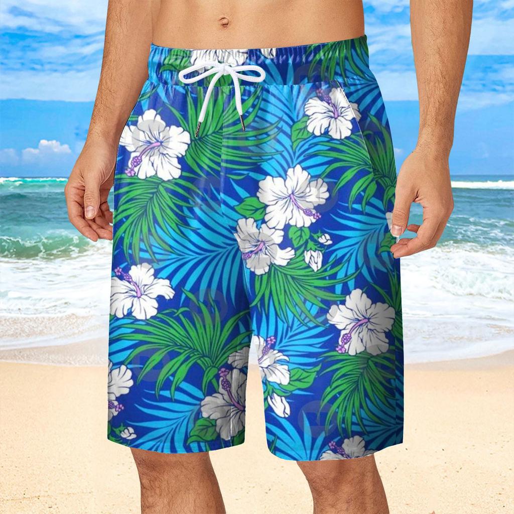 Summer 3D Tropical Plants Flower Print Shorts Fashionable Casual Beach Men's Shorts