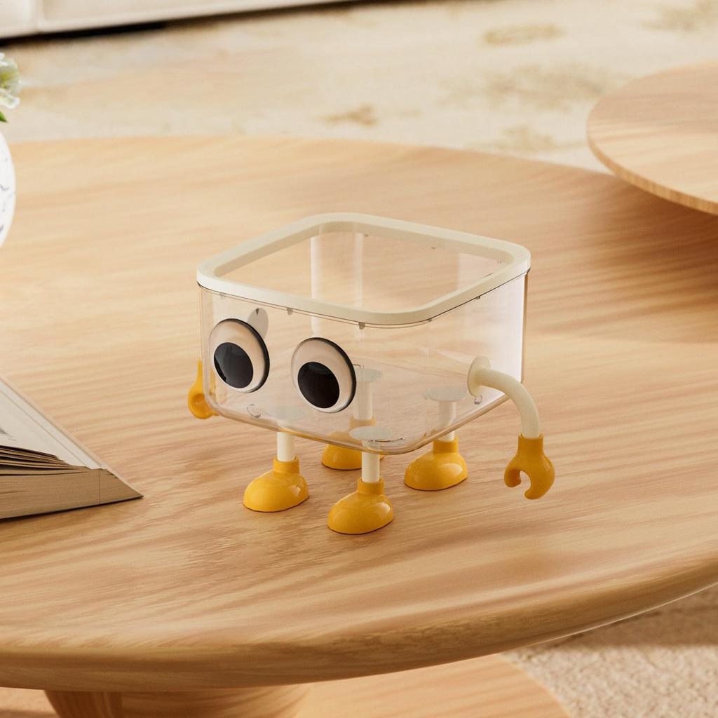 Desktop Trash Can with Lid Garbage Waste Bin Organizer Bedroom Office Desk Storage Box Transparent Durable Plastic Home Supplies