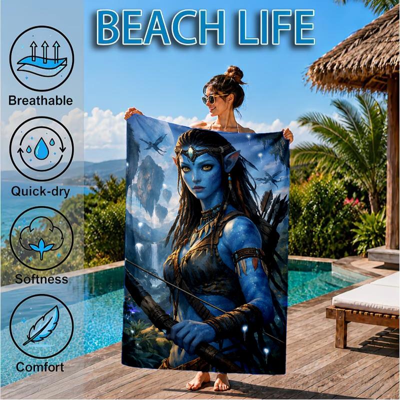 Ava-tar Adventure Beach Towel, Super Soft Microfiber, Perfect Gift for Her/Him, Birthday, for Pool, Beach, Travel, Decor Beach Party