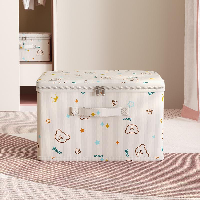 

Large Capacity Oxford Fabric Storage Box with Reinforced Handle,Space-Saving Organizer for Bedding Foldable with Sturdy Zipper M-16L 38x25.5x16cm