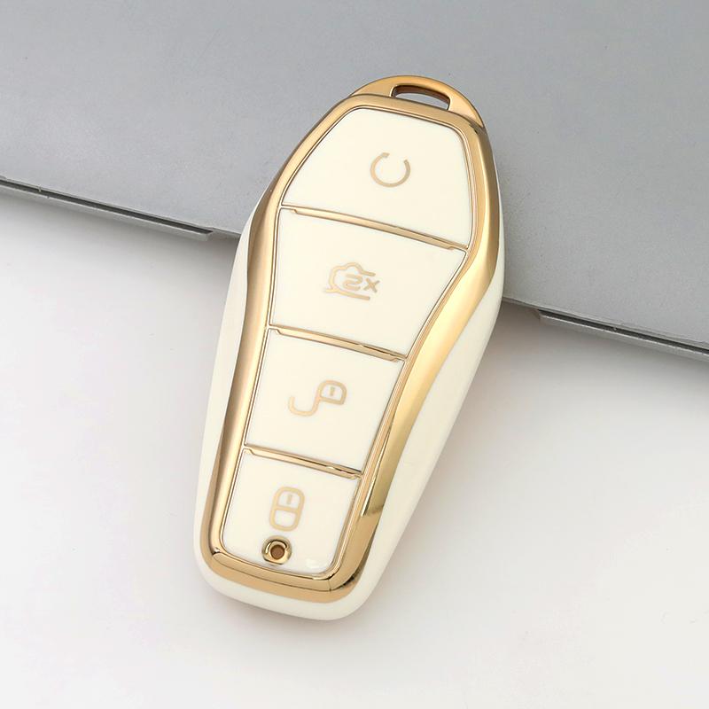 Car Key Case Protect Cover For Byd Qin Plusdmi Atto 3 Han Ev Dolphin Durable 4 Button Tpu Key Case Key Chain Auto Accessories