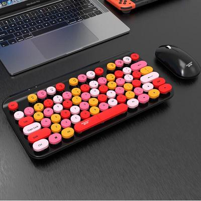 Bamu Bear T93 Retro Mixed Color Wireless Keyboard & Mouse Set