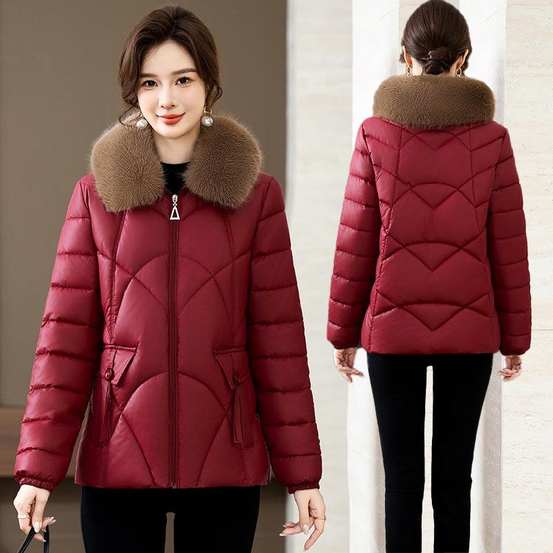 Neue Winter Slim Slim Großer Pelzkragen Baumwollgepolsterte Jacke Damen Kurz Kleine Baumwollgepolsterte Jacke Slim Baumwollgepolsterte Jacke