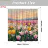 2D Flat, 2D Flat, 1pc 2D Flat Spring Tulip Shower Curtain | Colorful Floral Landscape Polyester Bathroom Decor with 12 Hooks,