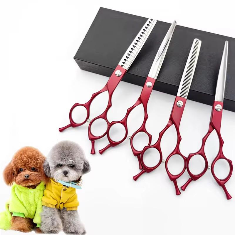 Professional Pet Grooming Scissors Set Dogs Cats Straight Thinning Curved Blades With Carry Case