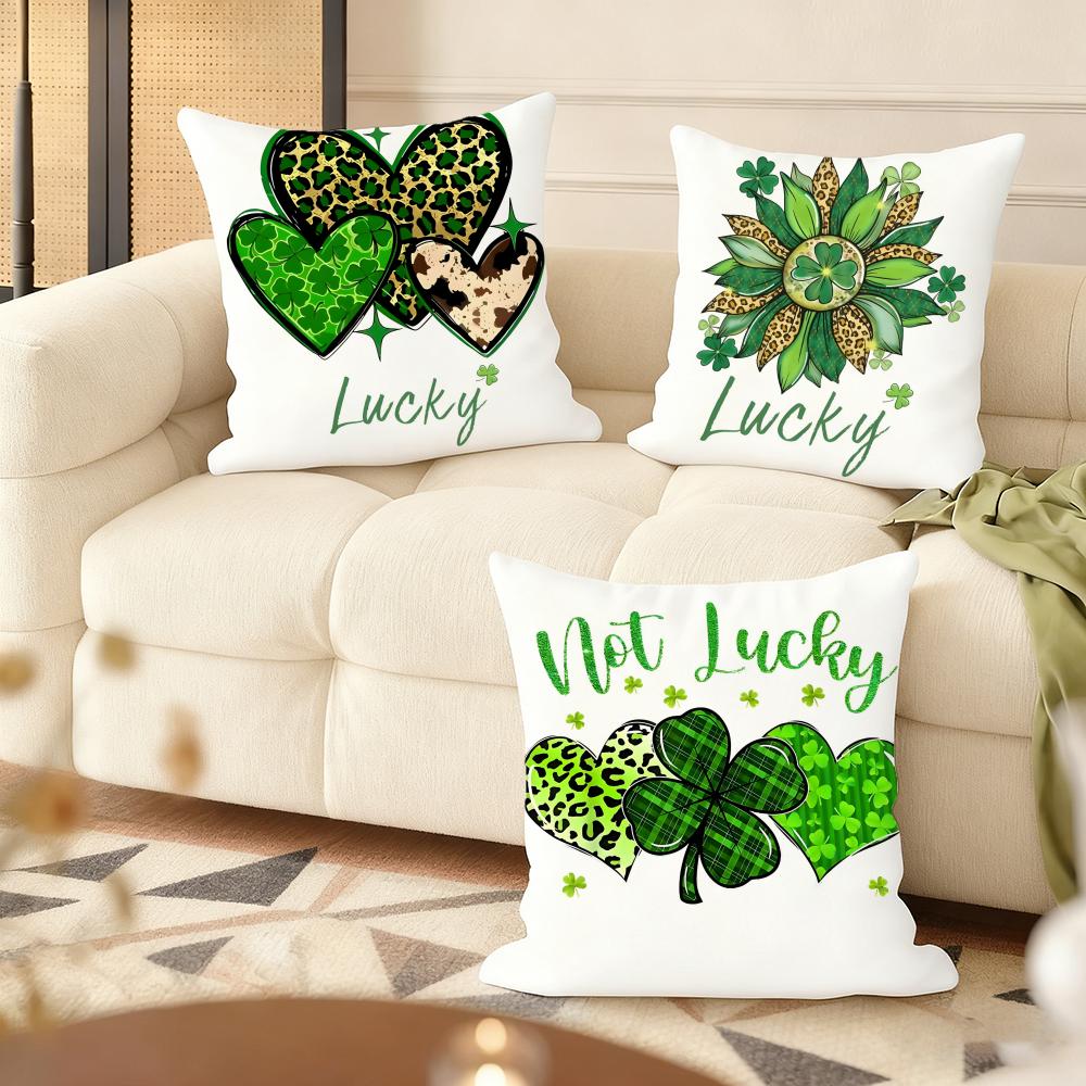 St. Patrick'S Day Design Cushion Cover Soft Short Plush Pillow Cover Smooth Cozy Texture Aesthetic Cushion Case Home Decor