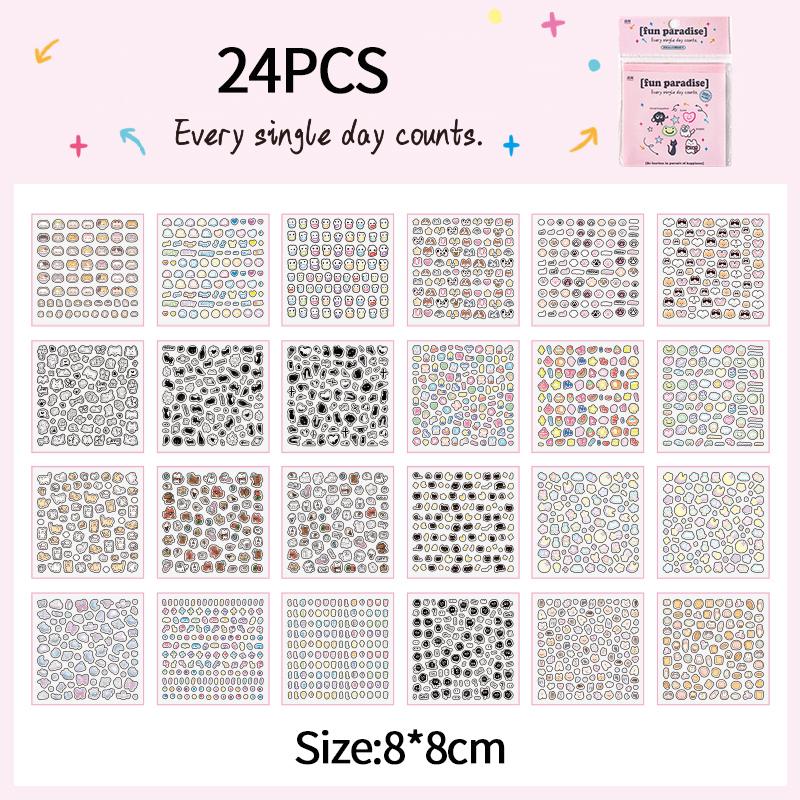 24/30pcs Cartoon Decorative Stickers Cute Flower Food Decals Party Favors Phone Case Decorations Journal Sticker