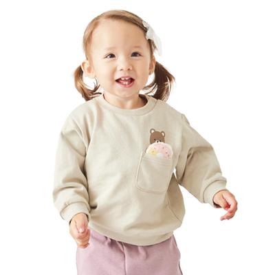 Ever Closet Sweatshirt für Baby und Mädchen und pädagogisches Langarm-Oberteil mit Bär und Donut Babygröße Mondgrau Kinder, Jungen, Druck, Baumwolle, Neugeborenes,
