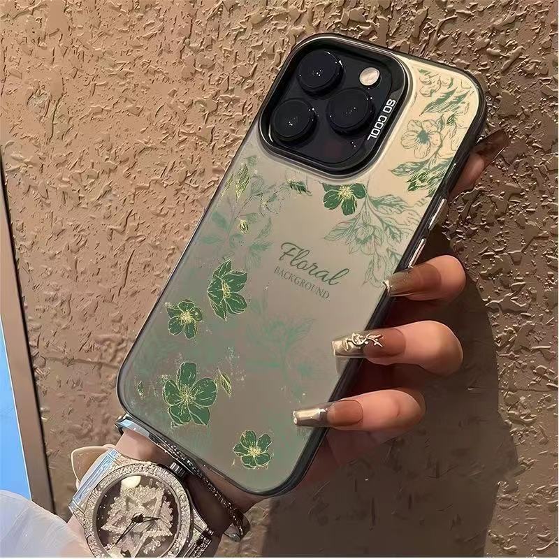 Romantic Floral Pattern Phone Case For iPhone 17 16 15 14 Plus 11 12 13 Pro Max X XR XS Max 17 Air Electroplat Hard Back Cover