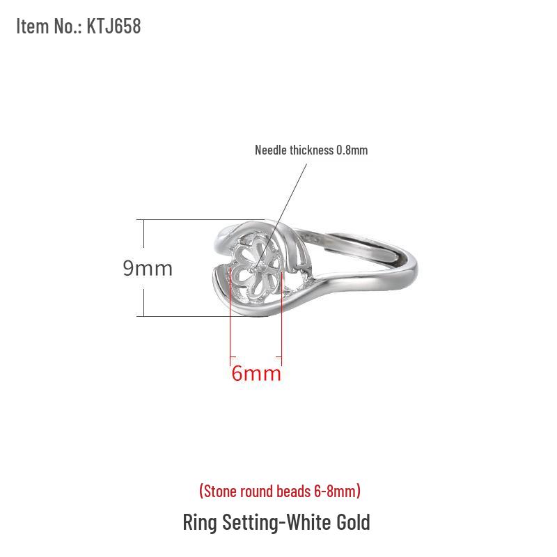 

925 Sterling Silver Adjustable Women s Ring with DIY Inlaid Amber Gemstone Setting