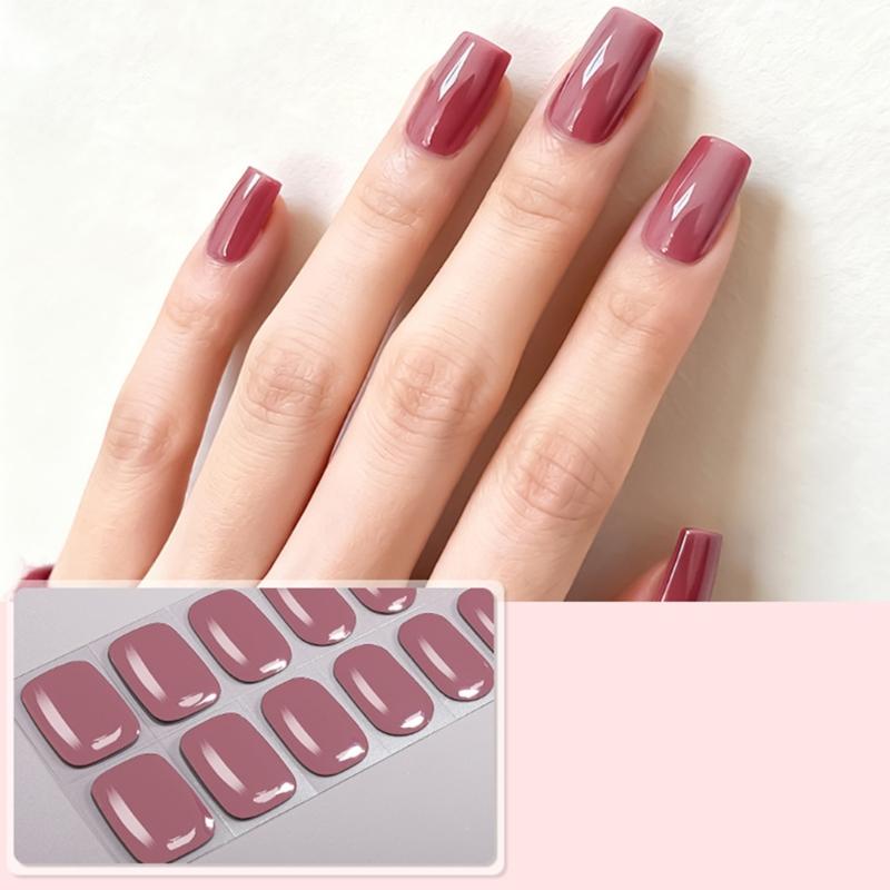 1Set Gel Nail Stickers 22pcs Color Variety Nail Art Set Full Nails Wraps for Women Easy to Apply