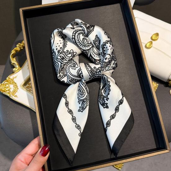 Silky Scarf Versatile Printing Smooth Texture Wrinkle-Resistant Windproof Neck Scarf Commuting Travel Business Layering Neck Accessory