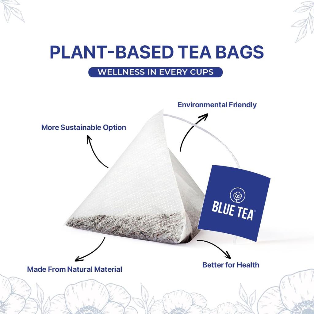BLUE TEA - Hibiscus Rose Tea - 60 Tea Bags - Plant Based || SKIN GLOW ENHANCING TEA || Caffeine Free - Flower Based - Tangy Flavor - Vegan