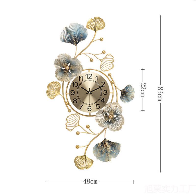 Elegant Ginkgo Leaf Chinese Style Silent Wall Clock for Living and Dining Rooms