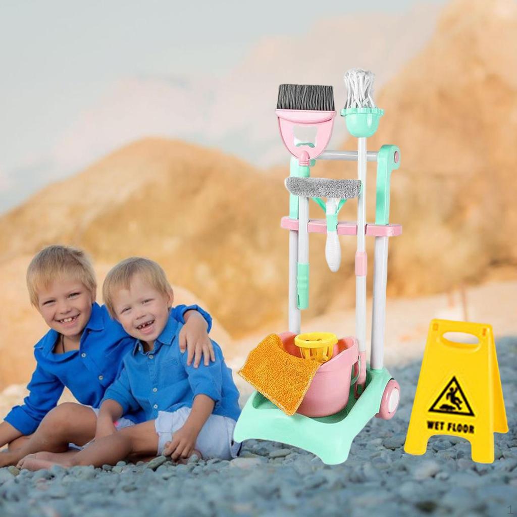 Children's Cleaning Set Deluxe Fucks Trolley Toy Sweeper Game for Preschool Christmas Gift